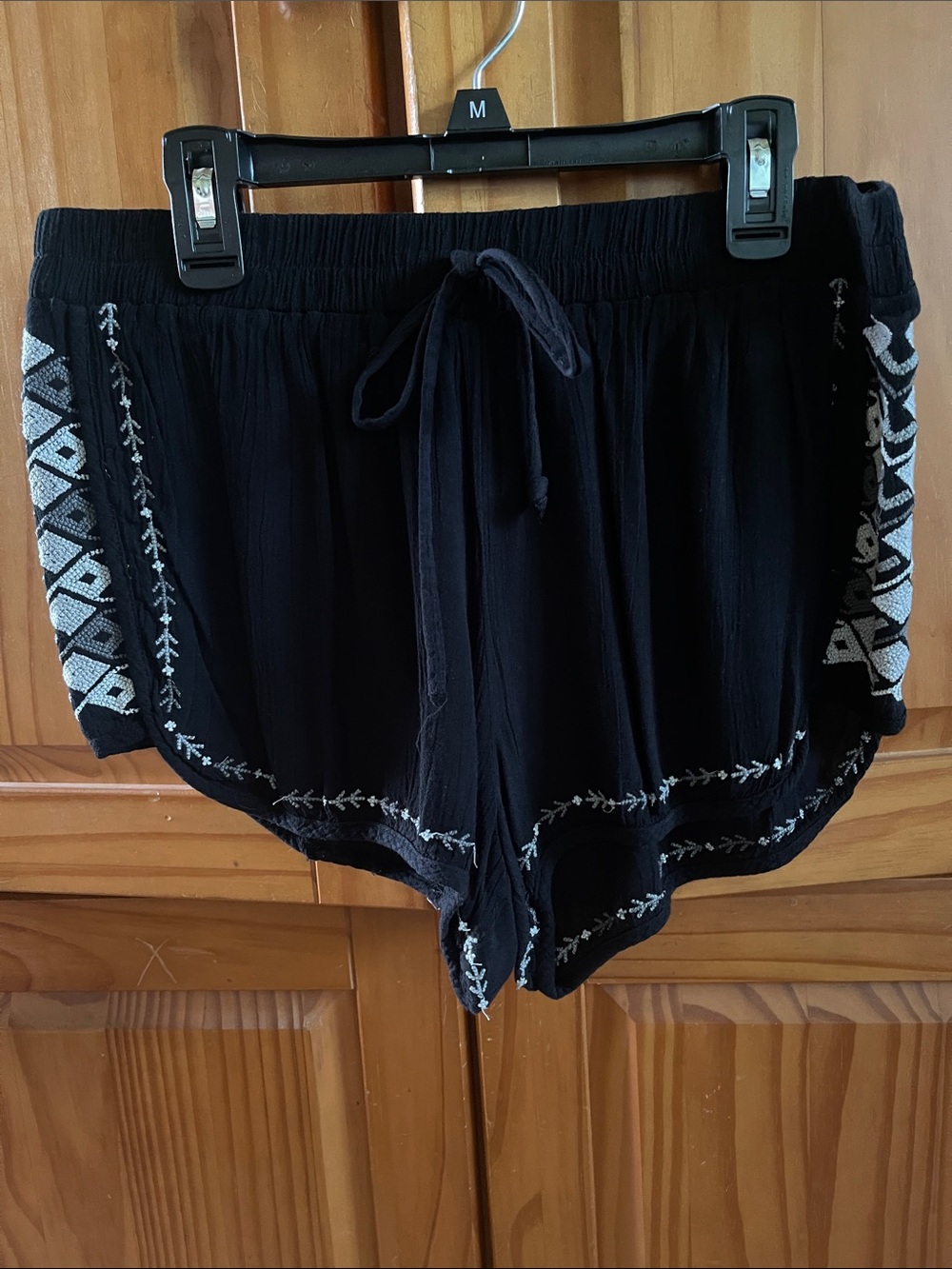 Y2K~ Me to We Black Shorts with White Embroidered Trim